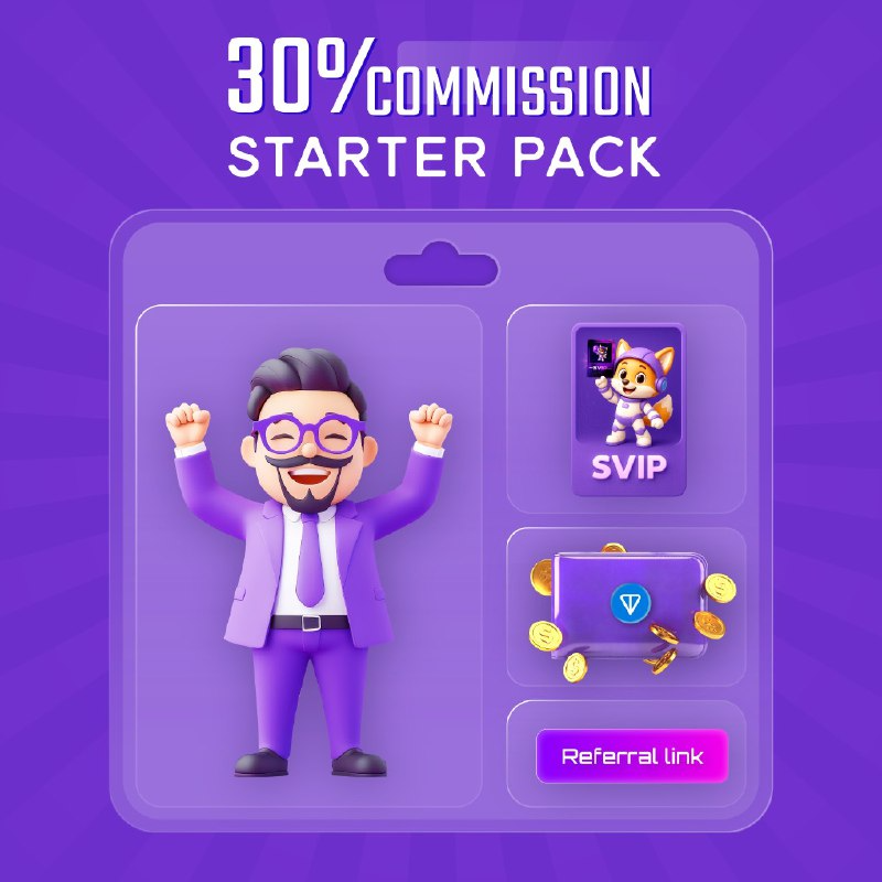 “30% Commission Starter Pack”

30% referral commission be like:
 💳 “Bought one NFT.”
 🧠 “Told 3 frens.”
 🤑 “Got mine free + profits.”

 That’s not magic — that’s SVIP logic

BUY YOUR NFT  - nftshop.sverse.io #/

 #SVerse #NFTSale #PassiveIncomeWho