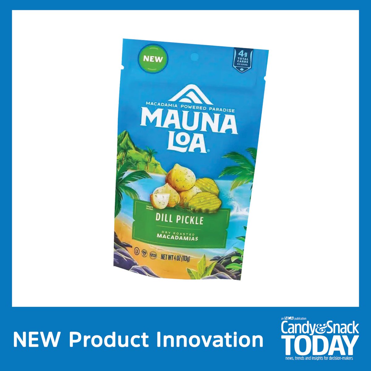 Hawaiian Host Group is launching Mauna Loa Dill Pickle Dry Roasted Macadamias. The new variety combines dill and garlic with the crunch of macadamias.

Find more innovations: candyusa.com/cst/products/m…