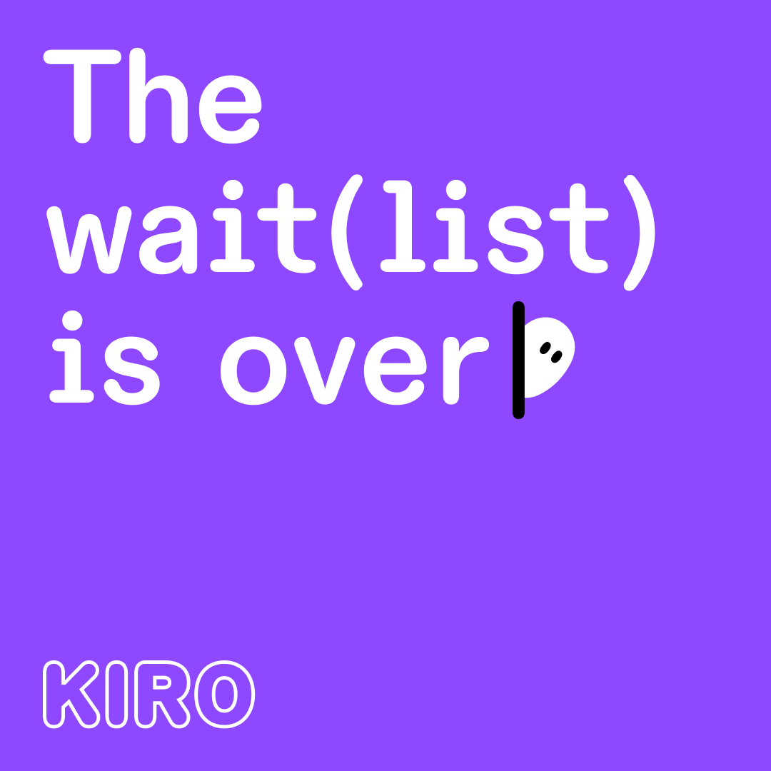 SwamiSivasubram's tweet image. No more waitlist— @kirodotdev is available now for every developer 👻 kiro.dev/blog/waitlist-…

Since its launch this summer, more than 100,000 developers have come to kiro.dev to  turn their prototypes into production faster. Today, we’re eliminating  the waitlist…