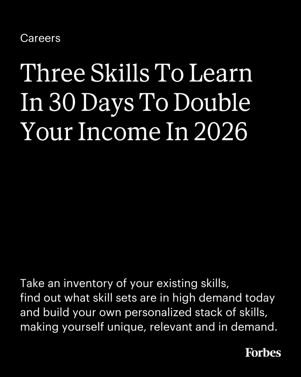 Forbes's tweet image. Committing to a new skill or re-skilling with an existing competency for 30 days, while documenting the journey publicly, could significantly boost your income next year. Growth in personal development often leads to financial growth, making this an investment in your future…