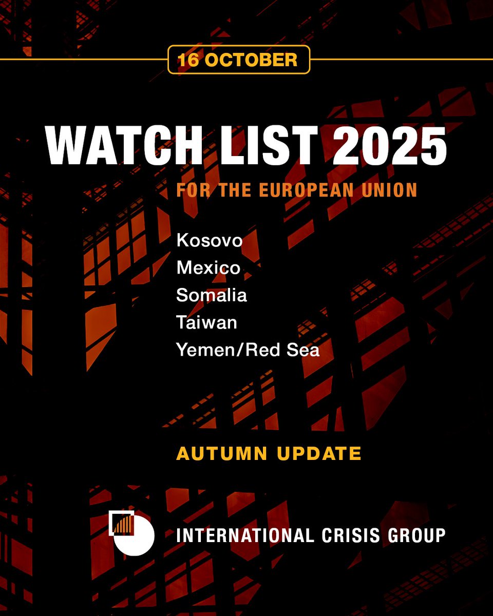 🚨 We just published the Autumn Update for our Watch List for the European Union. 

This special <a href="/CrisisGroup/">Crisis Group</a> report highlights global crises that the EU has the potential to address in 2025.

Here are our latest updates: crisisgroup.org/global/watch-l…