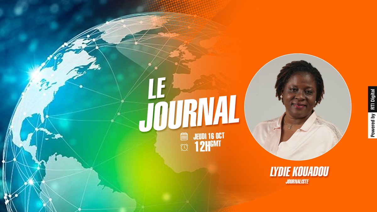 [Replay] 
Le Journal de 12H de ce Jeudi 16 Octobre 2025 par LYDIE KOUADOU👇👇👇👇
>> shorturl.at/TqwL2
____________________________
Restez branchés sur :
👉 📻 88.0 FM
👉 🌐rti.ci
👉 📺 bouquet Canal+ 821
