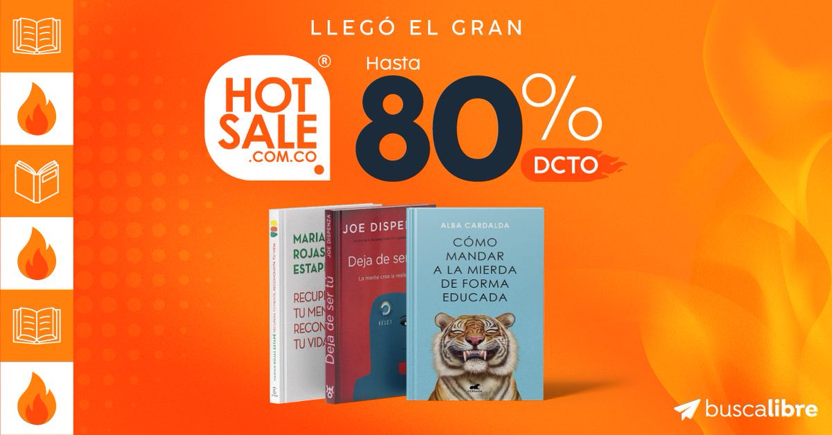 BuscaLibre's tweet image. 🇨🇴 📣 Atención, Colombia:
El #HotSale está ON 🔥 Tu libro favorito puede agotarse en minutos 👀
Corre a revisar el carrito antes de que sea tarde 👉buscalibre.com.co