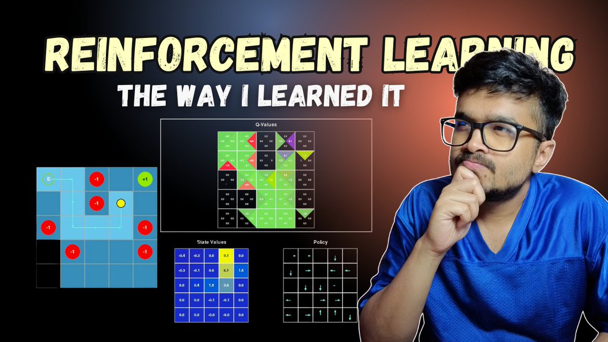neural_avb's tweet image. Last month, I made a video that breaks down RL theory the way I learned it. Explains all the important algorithms and concepts visually. I will publish a blogpost about it soon. (video link below)