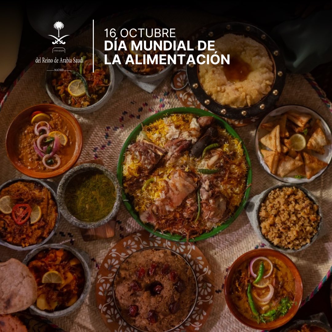 Embajada del Reino de Arabia Saudí en España (@ksaembassyes) on Twitter photo Hoy celebramos el #DíaMundialDeLaAlimentación
Desde Arabia Saudí nos unimos a esta jornada global reafirmando nuestro compromiso con la seguridad alimentaria, la sostenibilidad y el acceso equitativo a los recursos. 🥗🌾 Hoy celebramos el #DíaMundialDeLaAlimentación
Desde Arabia Saudí nos unimos a esta jornada global reafirmando nuestro compromiso con la seguridad alimentaria, la sostenibilidad y el acceso equitativo a los recursos. 🥗🌾