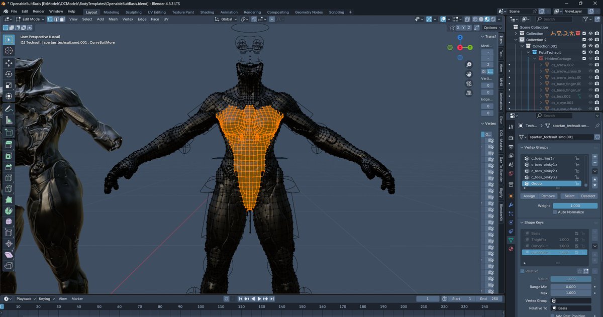 Yeah....

We got the the shapekeys. 

Probably gunna add more now that this is looking like the original

Also there's now many vertices compared to the old model meaning less crunch