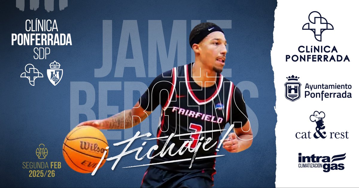 🚨 OFICIAL | Jamie Bergens, nuevo jugador del Clínica Ponferrada SDP para la temporada 2025/2026

💥 Combo
📏 1,88m

🇳🇱 El internacional con Países Bajos se une al equipo berciano tras 5 temporadas en NCAA I.

🔗👉 ciudaddeponferrada.com/jamie-bergens-…

#AportaTuGranito #SomosSDP