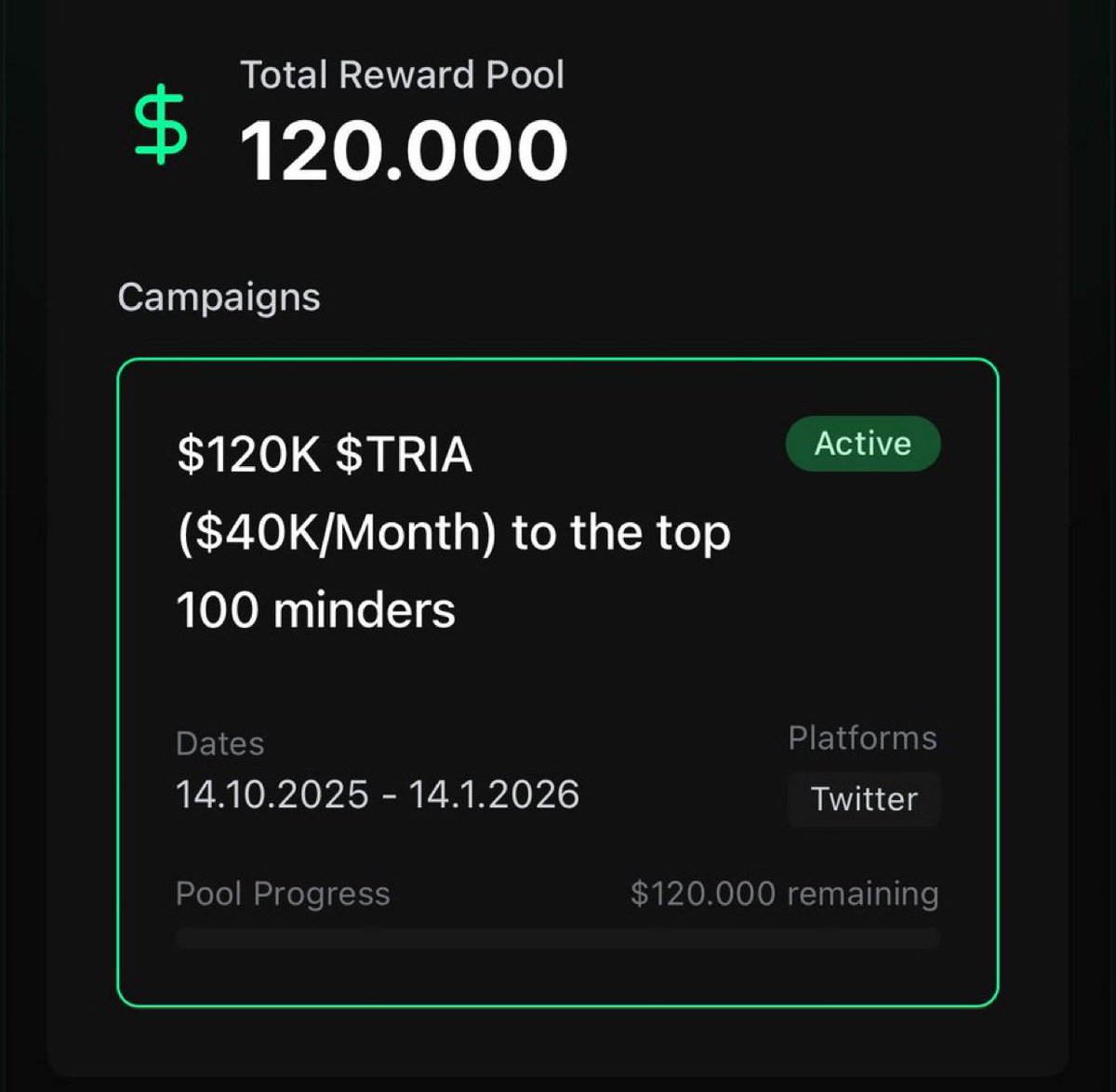 If you’ve been snapping or yapping lately, <a href="/useTria/">Tria</a> should already be on your radar.

On <a href="/cookiedotfun/">Cookie DAO 🍪</a> the campaign has been live since September 5 and it’s still going strong. $650K in $TRIA rewards for stakers, snappers, and csnappers.

Top 500 snappers and 250 csnappers share