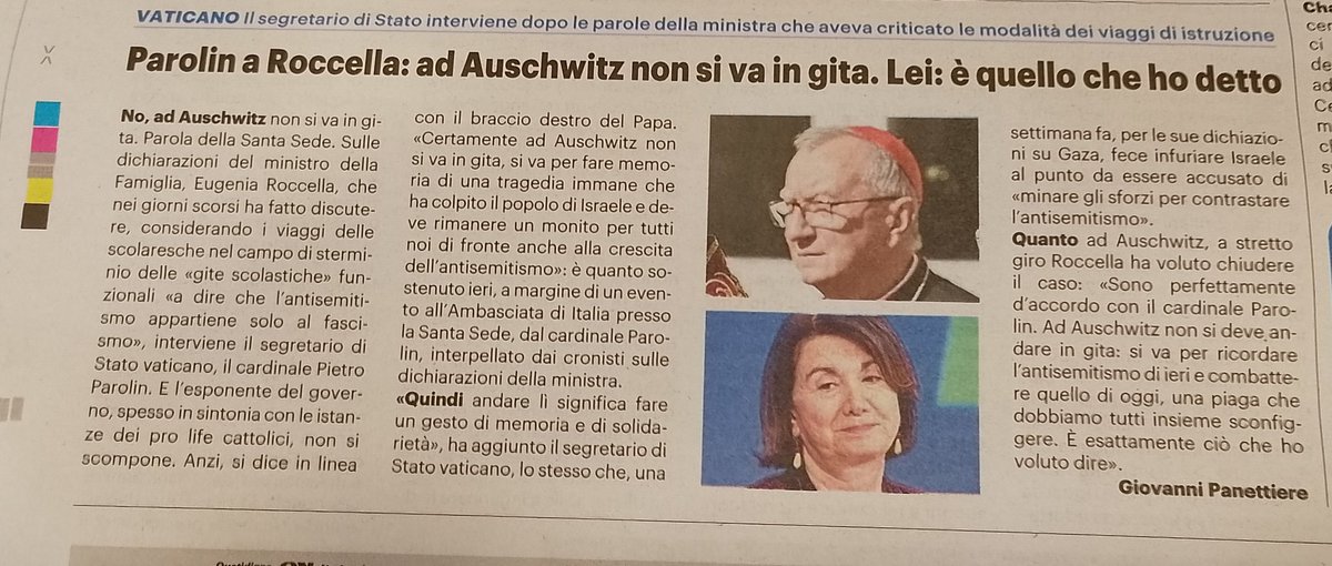 Caso Auschwitz, il cardinale Parolin punge Roccella: "Nel lager non si va in gita scolastica". E dire che Israele l'aveva accusato di ostacolare la lotta all'antisemitismo.
#Auschwitz #Roccella #Parolin 

Qn, 16 ottobre 2025