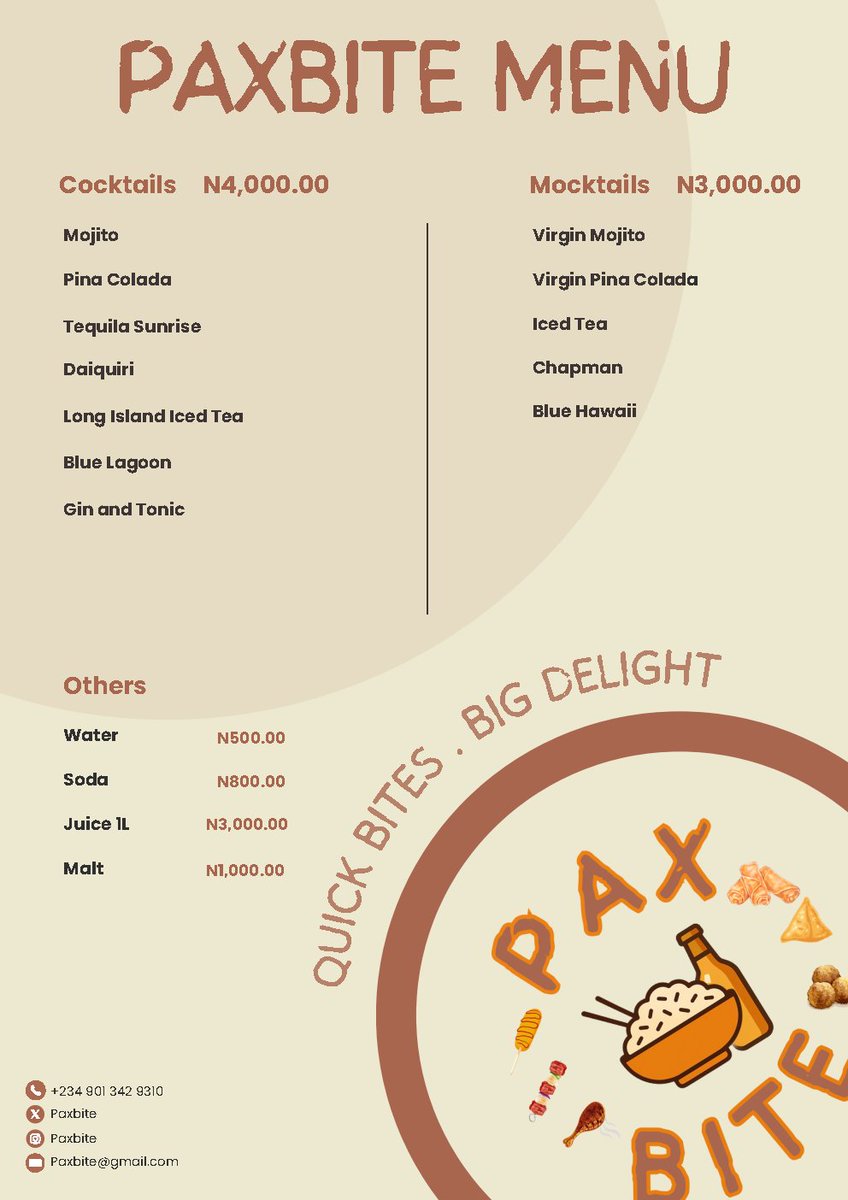 paxbite's tweet photo. Let us introduce you to our Food &amp; Drink MENU.

Our crispy, spicy, and juicy chops come in different sizes. 🤩

Go through our menu and let us know which you’d like in the comments. 😌

#paxbite #smallchops #smallchopsvendor #parties #weddings #birthdays #events #officeparty https://t.co/U9B4BsNk0c