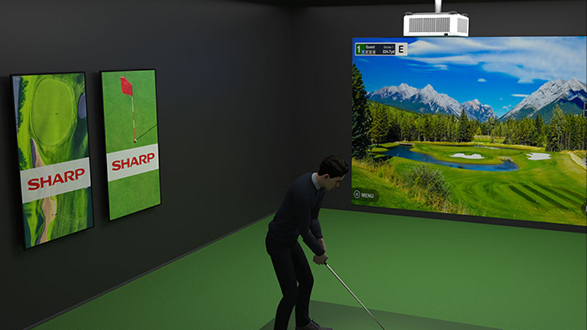 Want the most lifelike golf simulation?
NEC's ME403U projector deliver the brightness and clarity you need for a game-changing experience at a low cost. Tee off indoors today!

- Up to 20,000 hour lamp reduces maintenance requirements and lowers total cost of ownership
- LCD