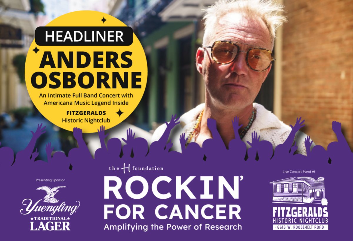 Music moves us and together, it can change lives.
Join us for Rockin’ for Cancer: live music from Anders Osborne, BBQ, beer, and a night fueling cancer research. Nov 1 at FitzGerald’s Nightclub Get your tickets now: loom.ly/f6MFjig #thehfoundation  #fitzgeraldsnightclub
