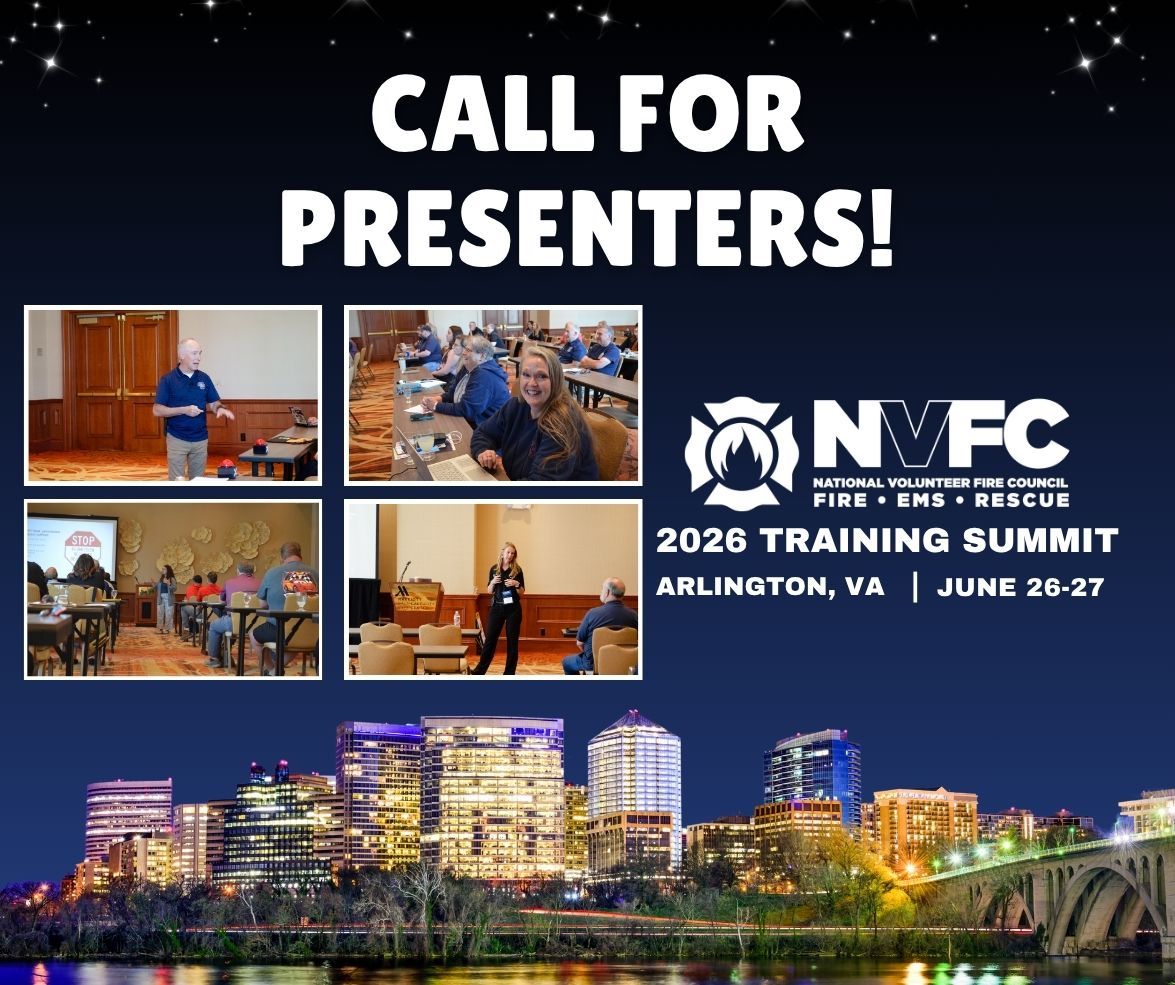 DEADLINE EXTENDED: The NVFC Training Summit is coming to Arlington, VA, on June 26-27, 2026, and we’re looking for dynamic speakers and instructors to share their expertise with volunteer fire, EMS, and rescue personnel.

Submit your proposal by Nov 2.

👉 nvfc.org/summit