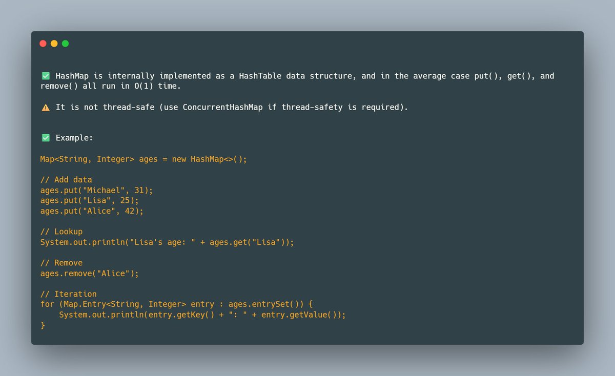 mario_casari's tweet image. 💡Java tip: Use HashMap as Map implementation when you need greatest general-purpose performance.
#Java #JavaDev