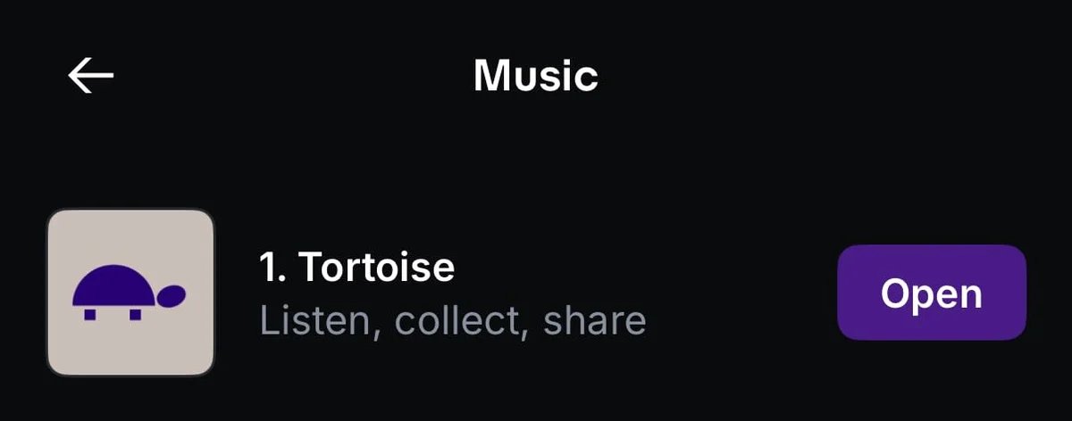 mattleefc's tweet image. Tortoise has yet to be displaced from the top music mini app position in @baseapp for any amount of time for the entirety of its existence btw
