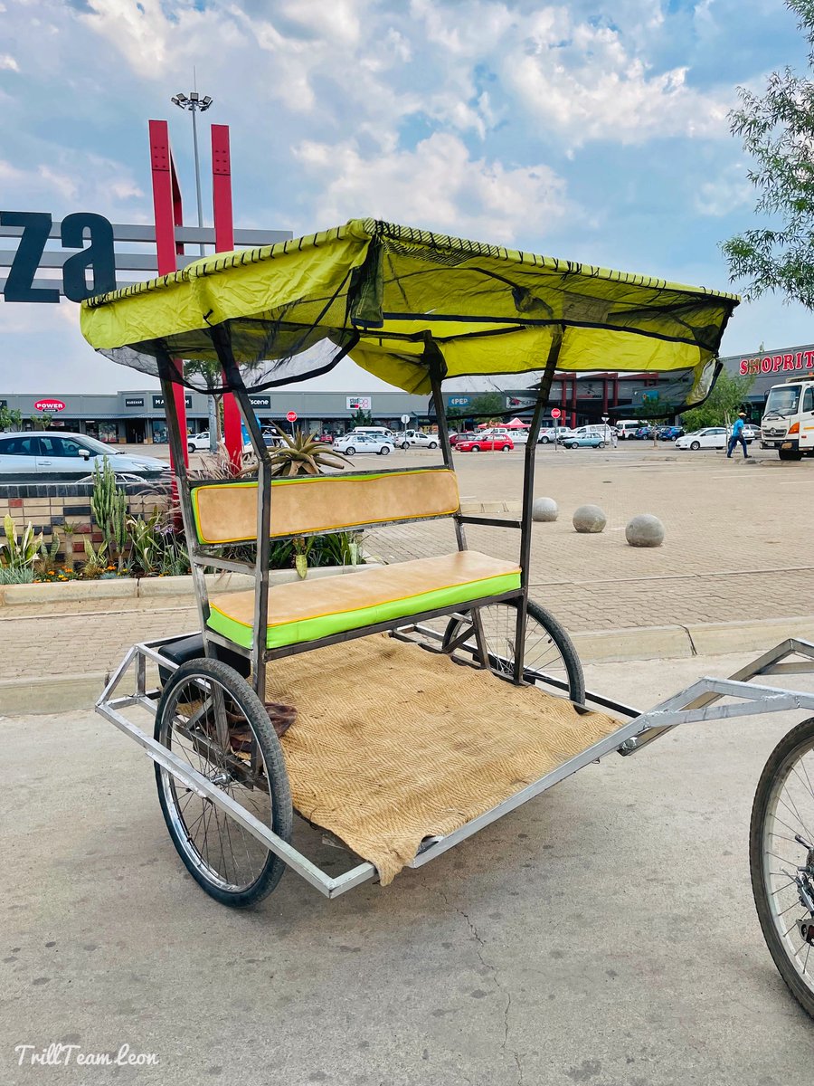 A kid in my village, Zebediela, Limpopo, built a bicycle carriage and uses it as an uber to transport people to and from the local shopping plaza 👏🏿 

He used the R20s he charges to buy a second bicycle and buy material to build a second carriage, so now he employs another kid as