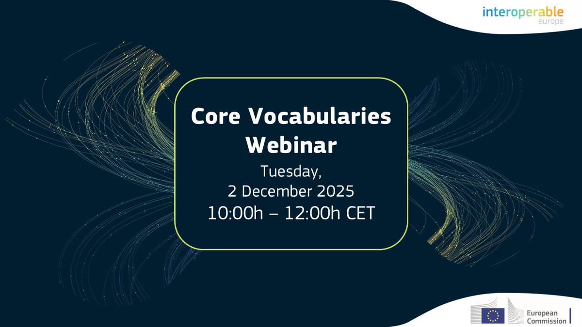 A new #SEMIC webinar on #CoreVocabularies will take place on 2 December!

Next to an update on the status of the Core Vocabularies and outstanding issues, it will also introduce you to the #CoreVocabularyHandbook.
 
No registration is needed to join!  
 👉link.europa.eu/4pMPtp