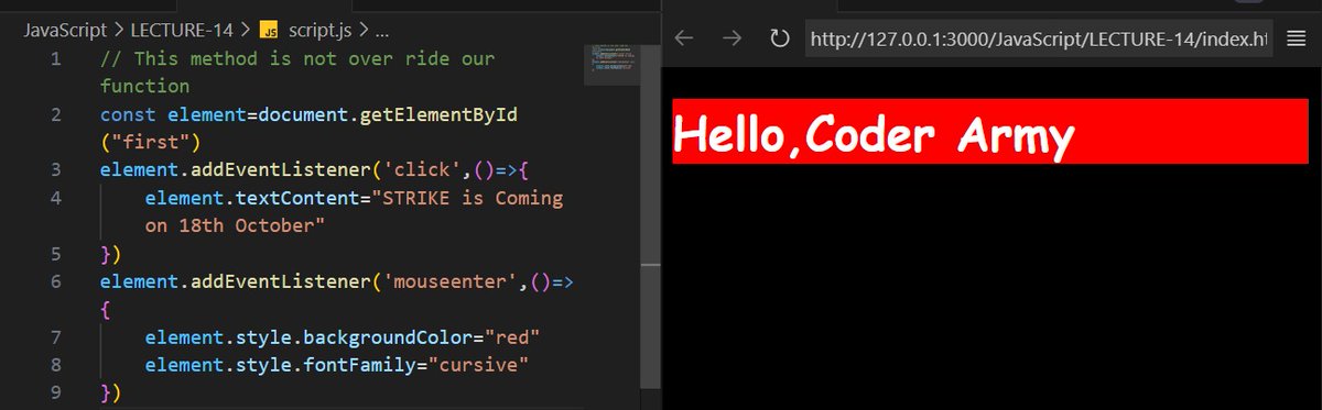 tanyatiwari07's tweet image. 💻 Day 30 — Events, Event Listeners, Bubbling & Event Object in JS
🔹 addEventListener() to handle events
🔹 Event bubbling & capturing flow
🔹 The event object (e) gives all event details
Thank you so much @rohit_negi9 bhaiya and @CoderArmy