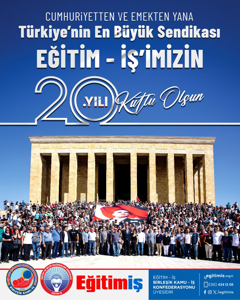 17 Ekim 2005’te aydınlık bir Türkiye umuduyla filizlendirdiğimiz Eğitim-İş, bugün 20. Kuruluş yıldönümünü kutluyor. Kuruluşundan bu yana eğitim emekçilerinin güçlü sesi, Cumhuriyet ve emek mücadelesinin yılmaz savunucusu olarak büyüyen sendikamız, 20 yılda eğitim emekçilerinin ve