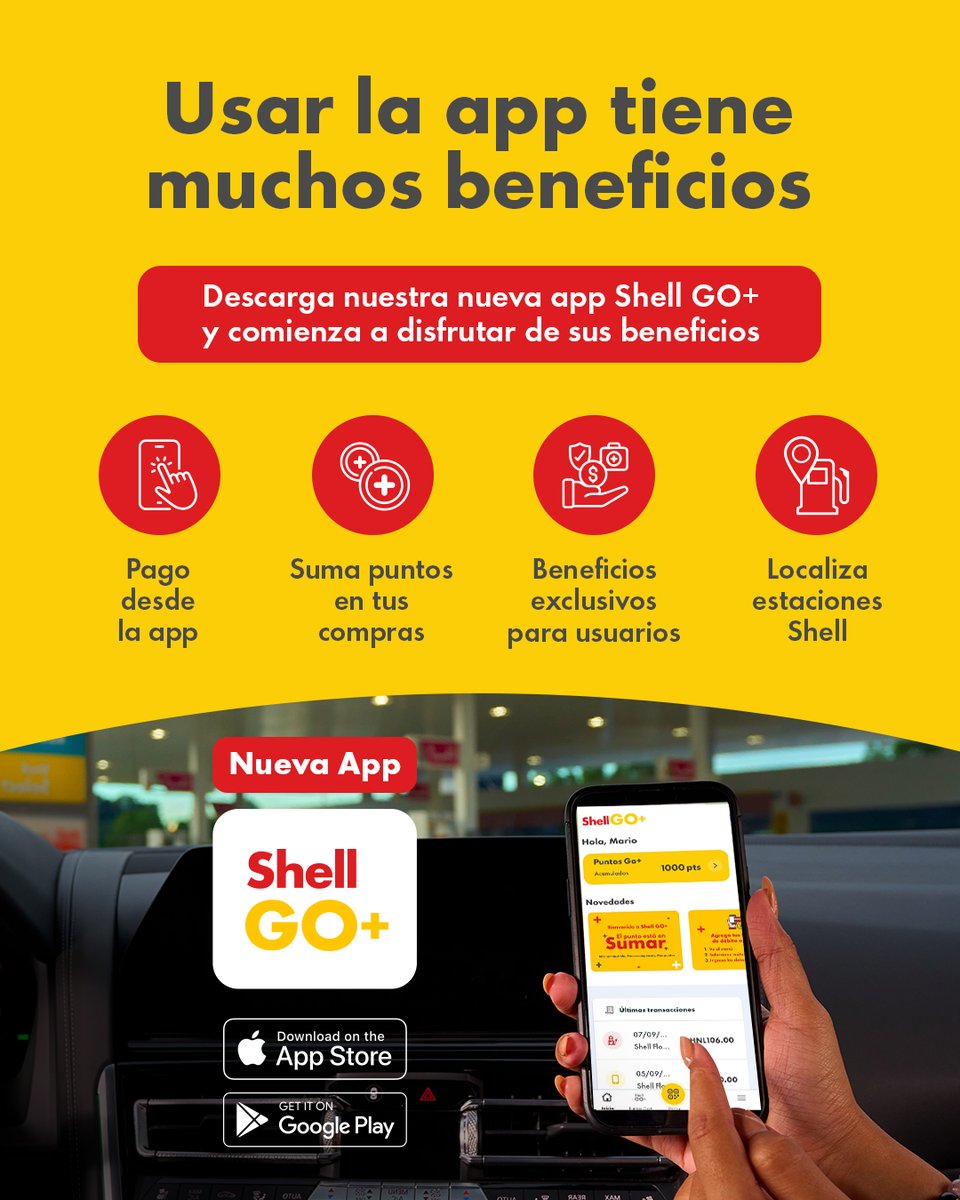 canal11hn's tweet image. ✨ Más que una app, tu aliado en el camino.​
​
Con Shell GO+ sumas puntos, disfrutas beneficios exclusivos y encuentras tu estación Shell más cercana.​
 
 #ShellHonduras #ShellGO+ #ElPuntoEstaEnSumar