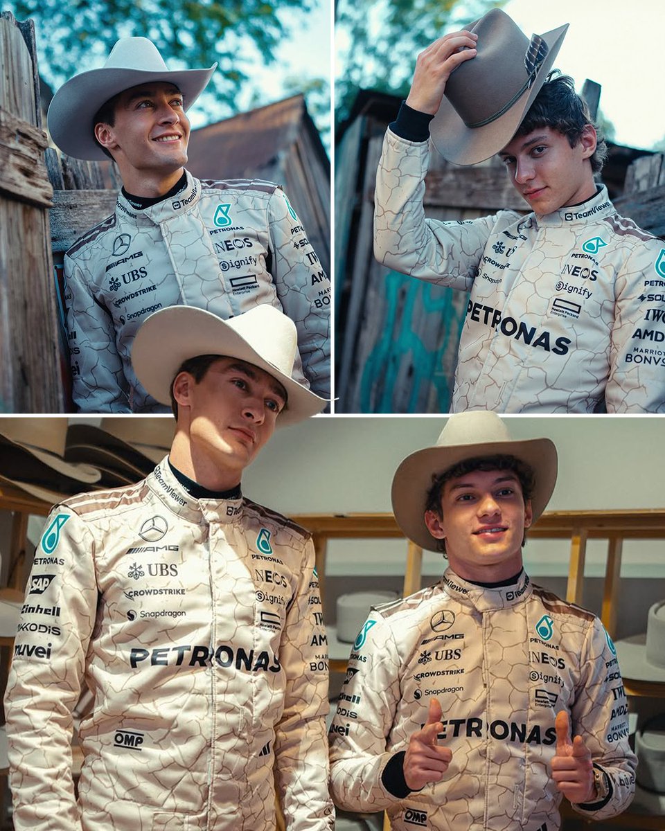ESPNF1's tweet image. Mercedes' new look for Texas 🤠 

(via @MercedesAMGF1)