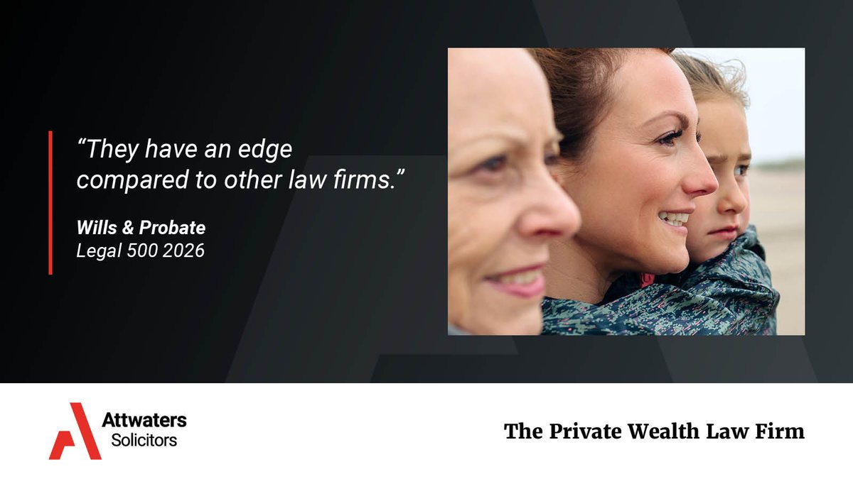 Attwaters's tweet image. We’re proud to celebrate our Wills &amp;amp; Probate team, ranked Band 3 in Essex in The Legal 500 2026! 
Congratulations to Lesley-Ann Mayhew, Andrew Flannagan and Tony Brownlie for their well-earned recognition. 
#Legal500 #TeamExcellence