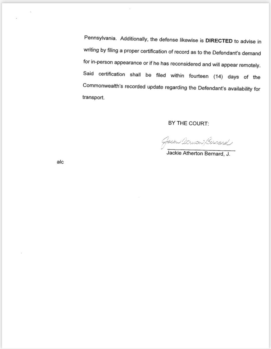 TheLuigiTimes's tweet image. 🚨LM’s PA case is now on pause, according to an order filed by Judge Bernard yesterday.
With the federals not allowing him to be brought in-person, and him declining to appear virtually, Judge Bernard says it is “impossible” to conduct substantive hearings at the moment.