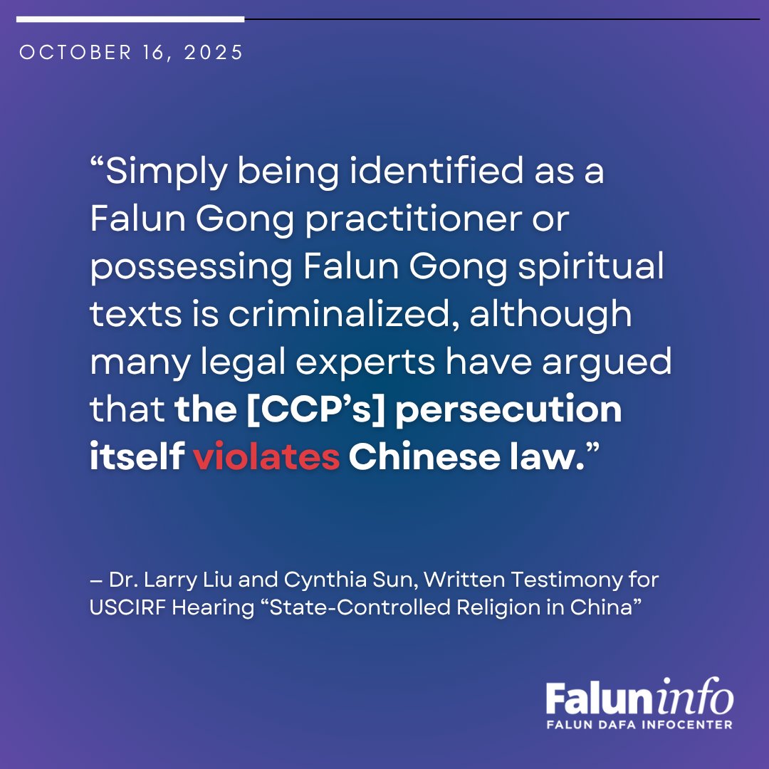 LIVE: <a href="/USCIRF/">USCIRF</a> hearing on State-Controlled Religion in China

▶️ uscirf.gov/events/hearing…

<a href="/FalunInfoCtr/">Falun Dafa Information Center</a> submitted a written testimony for the hearing, “Freedom Forsaken: Falun Gong and Beijing’s Playbook for Repression,” to break down 6 points of the persecution.