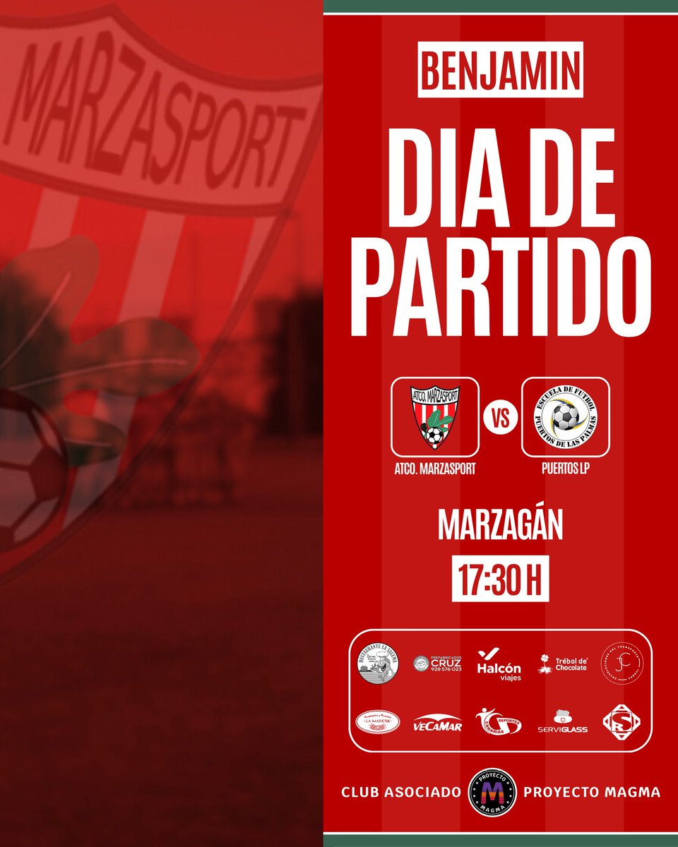AtMarzasport's tweet photo. DÍA DE PARTIDO [BENJAMIN] FASE PREVIA JORNADA 2

Atlético Marzasport 🆚 @VetPilar_PtosLP

📍 Marzagán 

🕥 17:30 h

❤️💚 https://t.co/vwIiPMLF9V
