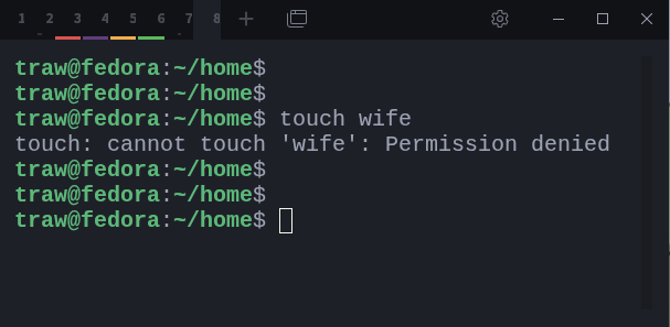 linuxopsys's tweet image. $ touch wife