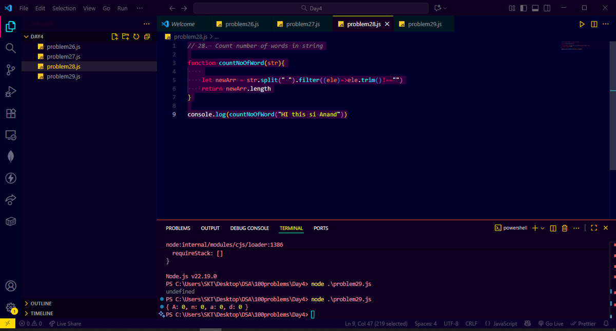 CoderAnand's tweet image. Day 27 of learning DSA 💻
Solved 4 string problems today! 🧩
Improving logic and problem-solving step by step 💪
#DSA #Coding #ProblemSolving #JavaScript #LeetCode #Codeforces