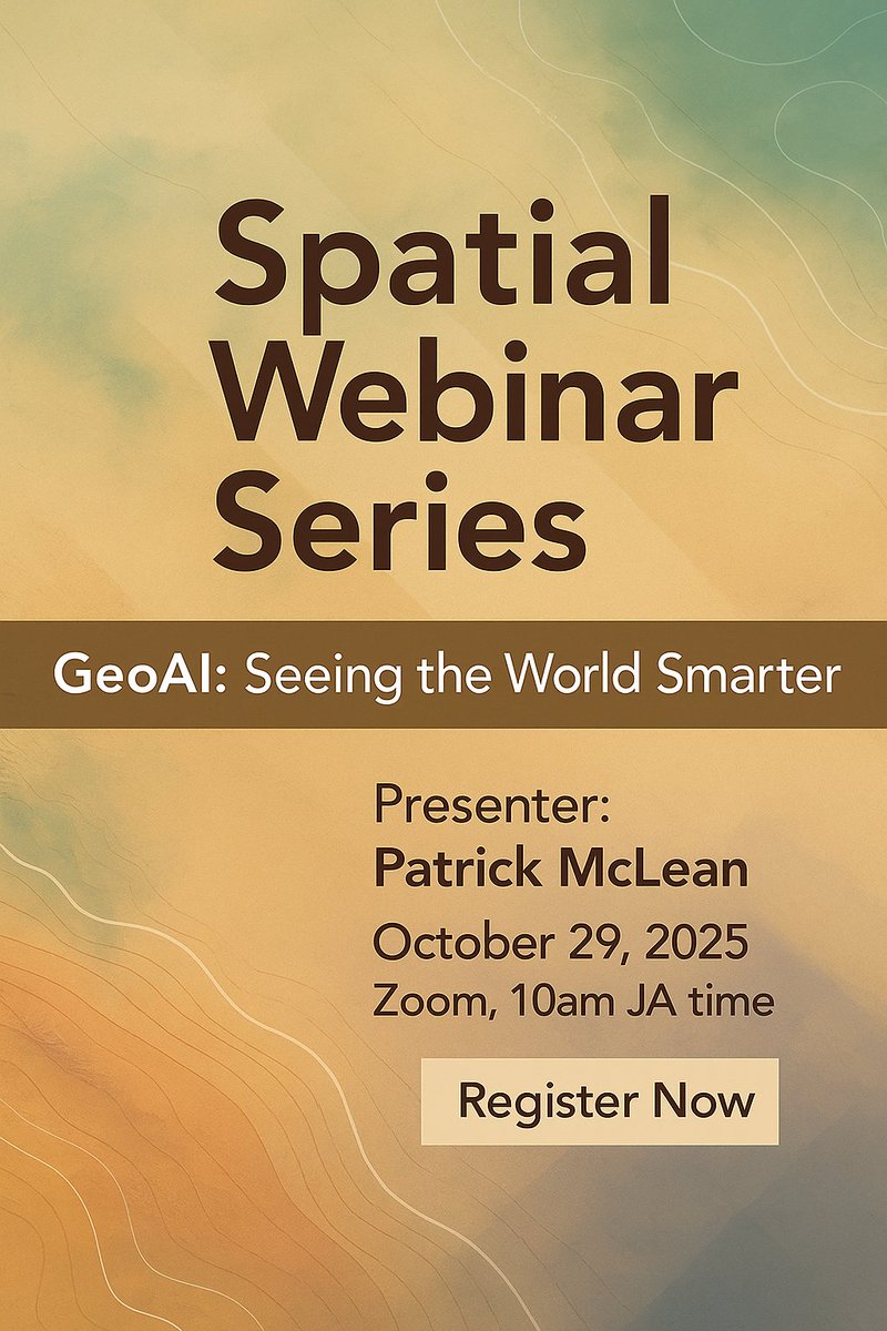 SpatialVision's tweet image. 🌍 GeoAI: Seeing the World Smarter 🤖
Join our Spatial Webinar Series on Oct 29, 2025 with Patrick McLean to explore how #GeoAI is transforming GIS — from smarter cities to climate resilience.
💻 Zoom | 🔗 Register now to secure your spot!
us02web.zoom.us/webinar/regist…
#GIS #AI