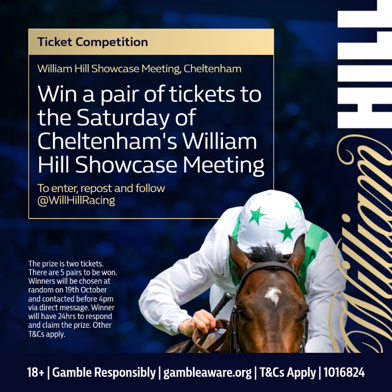 WillHillRacing's tweet photo. Cheltenham tickets to be won!

Fancy being at @CheltenhamRaces next Saturday for the @WilliamHill Showcase?

Simply RT this and follow @WillHillRacing for your chance to win a pair.

18+ | T&amp;Cs apply