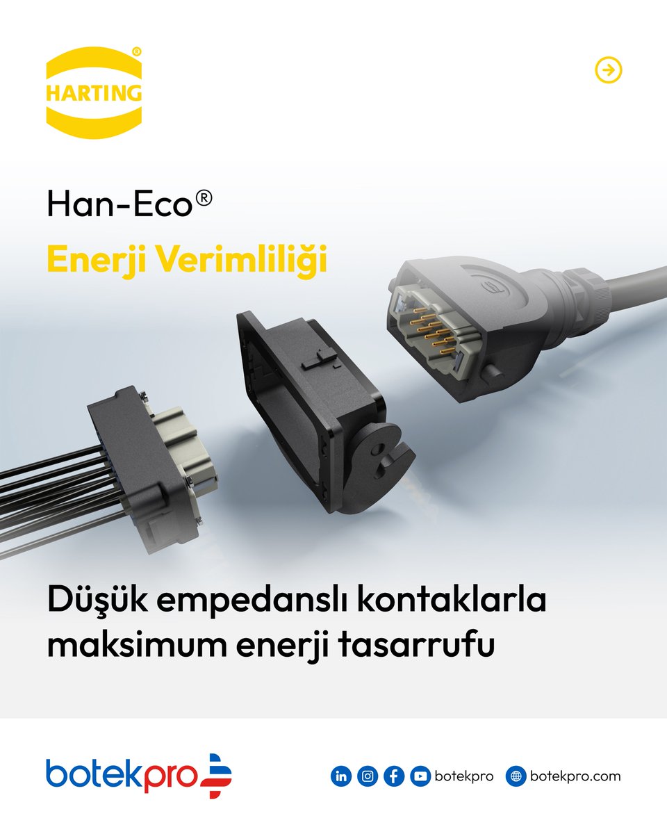 botek_pro's tweet image. HARTING | Han-Eco® ile enerji verimliliğinde yeni standart.

Plug &amp;amp; Play teknolojisiyle tasarlanan Han-Eco® konnektörleri, IT ve veri merkezi uygulamalarında enerji tüketimini azaltır, performansı artırır.

+90 212 210 94 27
 satis@botekpro.com
 botekpro.com

#BotekPro…