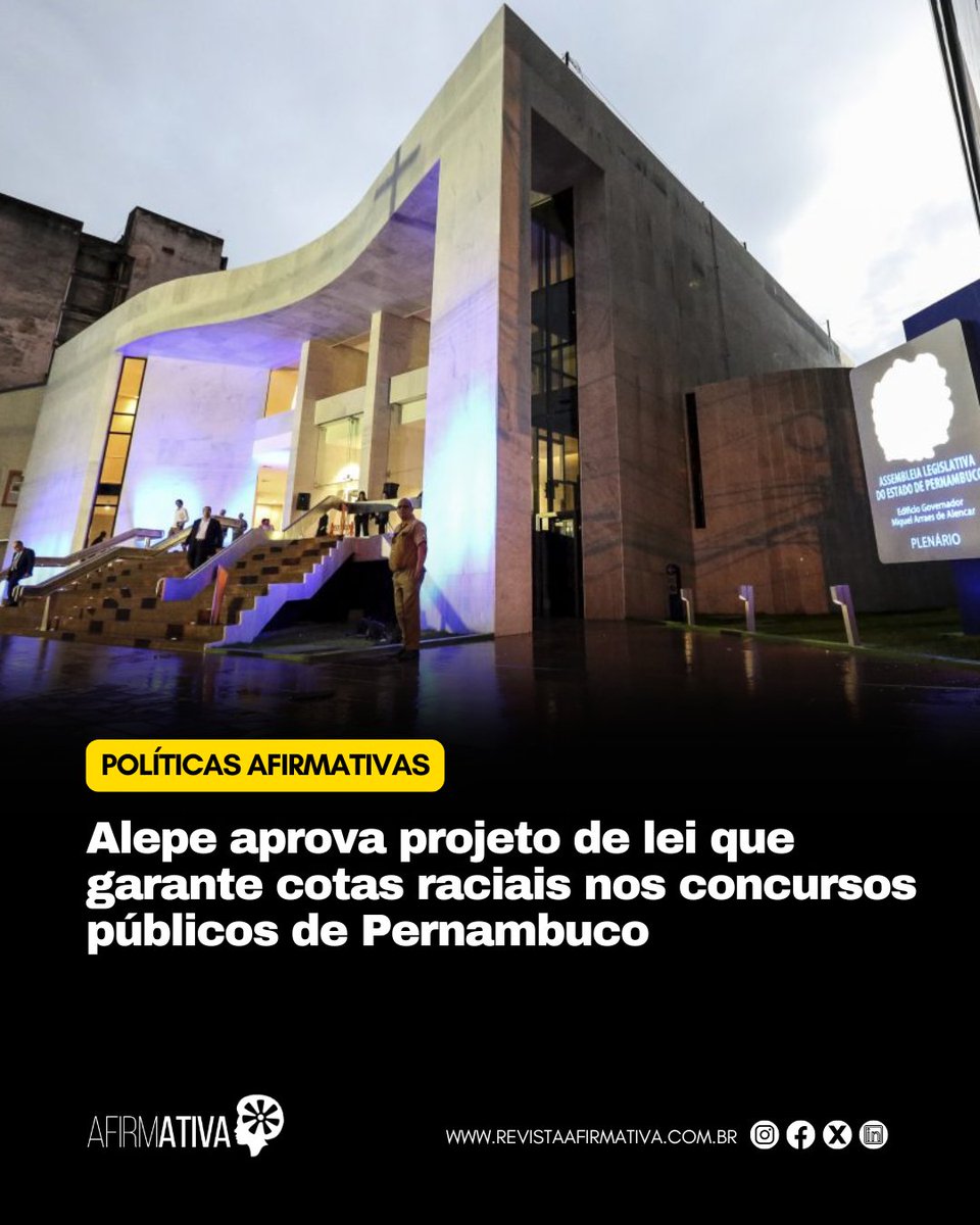 RAfirmativa's tweet image. A Assembleia Legislativa de Pernambuco (Alepe) aprovou em segunda discussão o Projeto de Lei nº 464/2023, que reserva 30% das vagas de concursos públicos estaduais para pessoas pretas, pardas, indígenas e quilombolas.

Link: revistaafirmativa.com.br/alepe-aprova-c…

#Cotas #Concursos