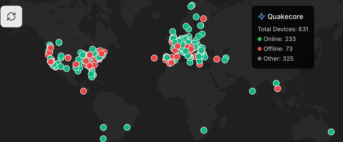 Quakecore Public Explorer is now live! 🌎 

explorer.quakecore.com

Make sure to be online and operational, so correctly install the device vertically on the wall, and you are accumulating your $QCT tokens 👍 
The explorer reflects the uptime of your Quake miner on your