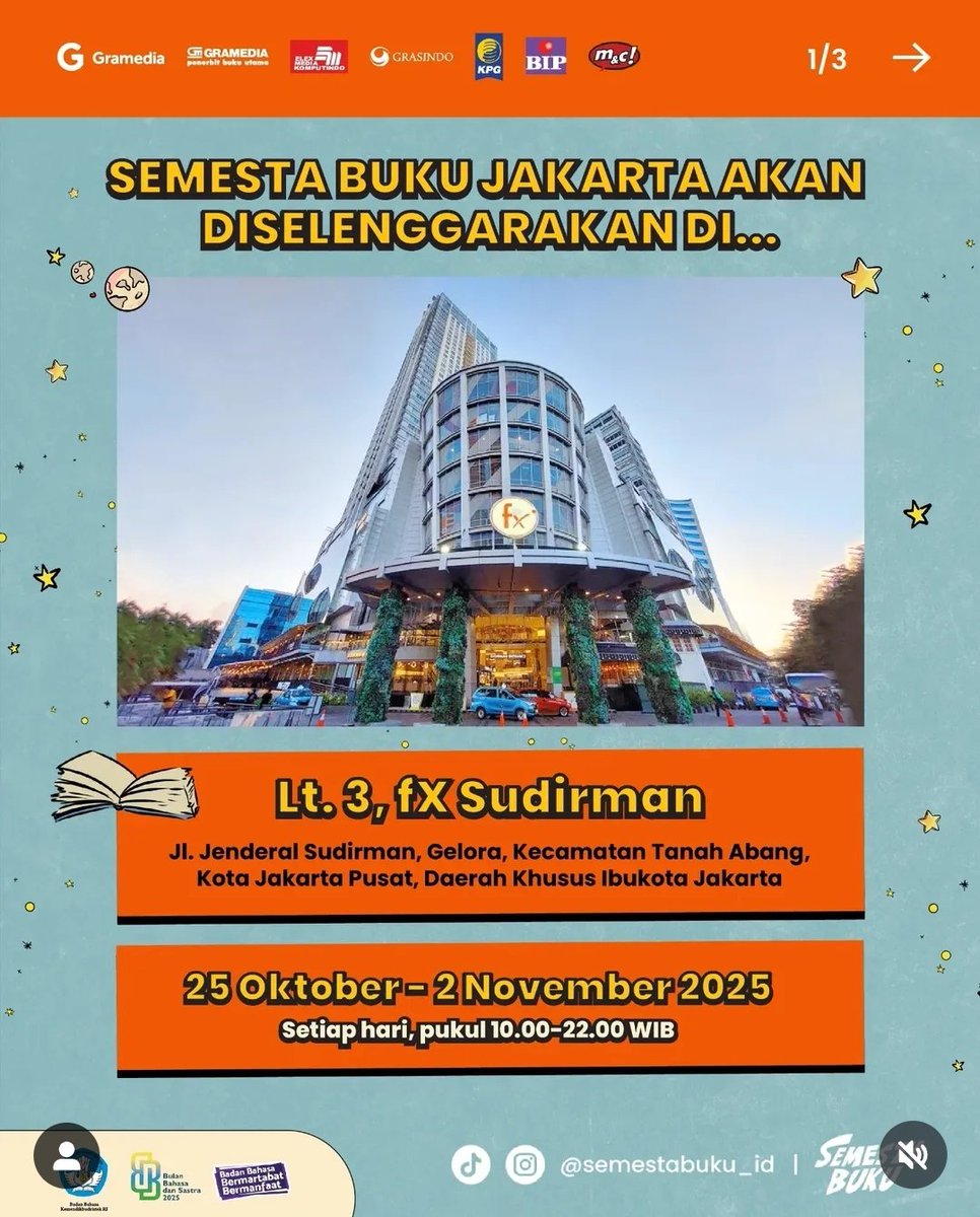 darthlonely's tweet image. Semesta buku Jakarta di fX? Lah semakin semangat gue kalau main ke fX ini mah wkwkwk😹🎉
Kali aja mau nyari buku-buku atau komik/manga murah, mumpung lagi diadain di fX😹 @Freya_JKT48 @L_MarshaJKT48 @Michie_JKT48