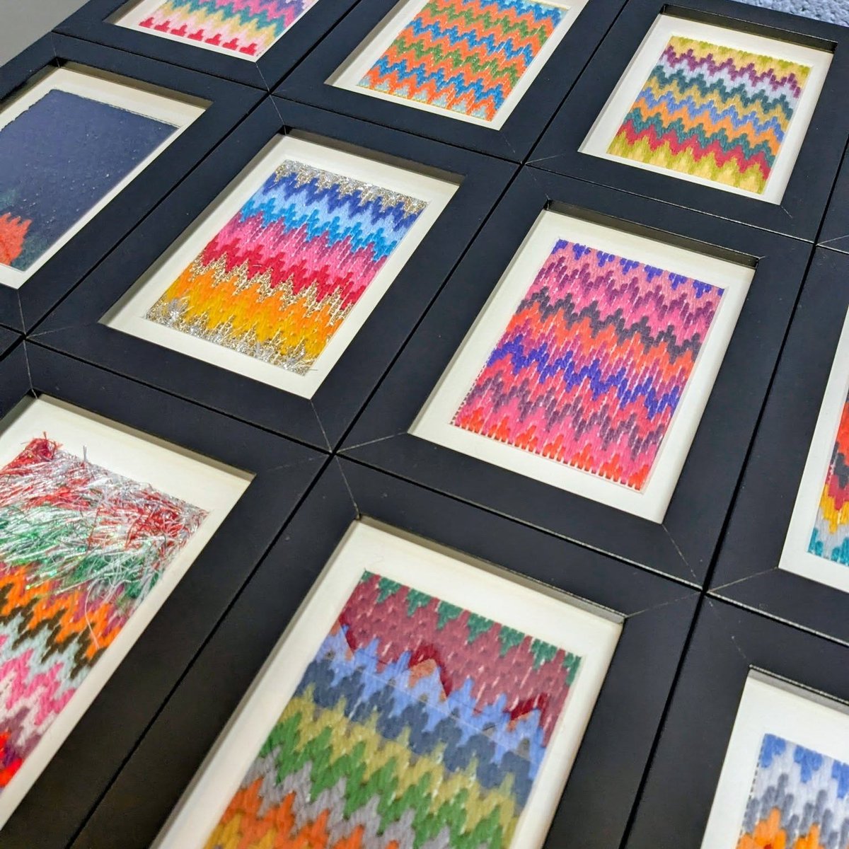 Selly_Manor's tweet image. Just some of the finished pieces that the group at Oddingley Hall have been working on. We're now making small pieces which will be stitched together @byTinaFrancis for a community tapestry artwork.
#tapestryworkshop #bargello #communityproject #communitytapestry