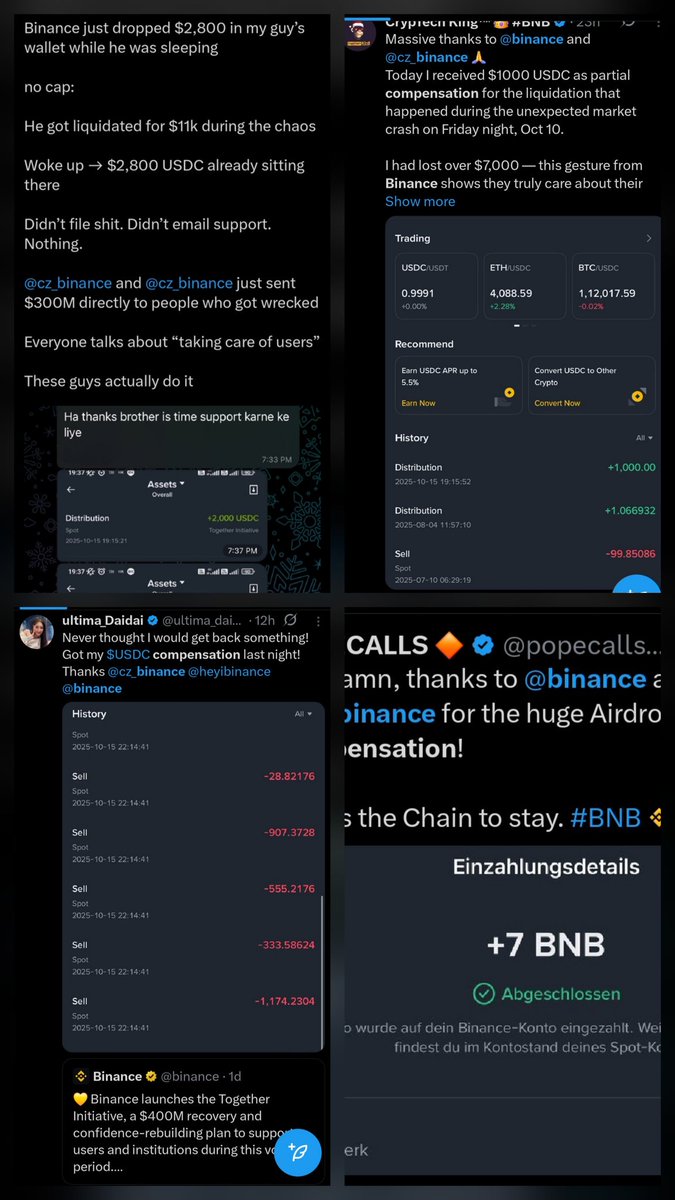 People love to FUD <a href="/binance/">Binance</a>,
but when the market crashed last week, they quietly did something no one expected, they refunded users who got liquidated.

After last week’s crash, thousands of traders got liquidated.
No one expected anything back.
Yet a few days later, people