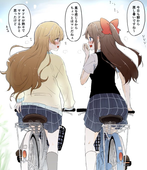 Xに差し支えない爽やかな感じ装ってますが、ニッチ性癖リクエスト絵の差分です。全裸登校っていうんですけど。