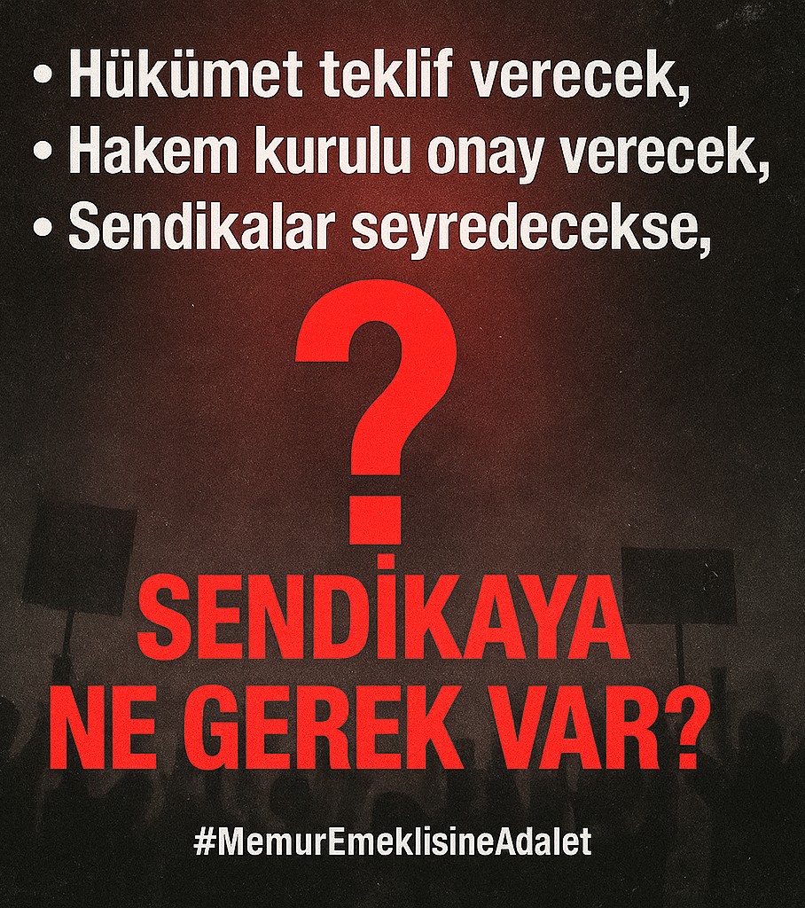<a href="/EgitimBirSen/">Eğitim-Bir-Sen</a> 2023 yılında herkesin gözü önünde, yasal hakkı görmezden gelinerek #EmekliMemur mağdur edilirken ve #MemurEmeklisineAdalet yok edilirken tarihin ve sendikacılığın hangi tarafında yer aldınız?

<a href="/MemurSenKonf/">Memur-Sen</a>
<a href="/emekli_memursen/">Emekli Memur-Sen</a> 
<a href="/MemurSenKadin/">Memur-Sen Kadın Komisyonu</a> 
<a href="/_aliyalcin_/">Ali YALÇIN</a> 
<a href="/sdaolgun/">Seda Olgun</a>