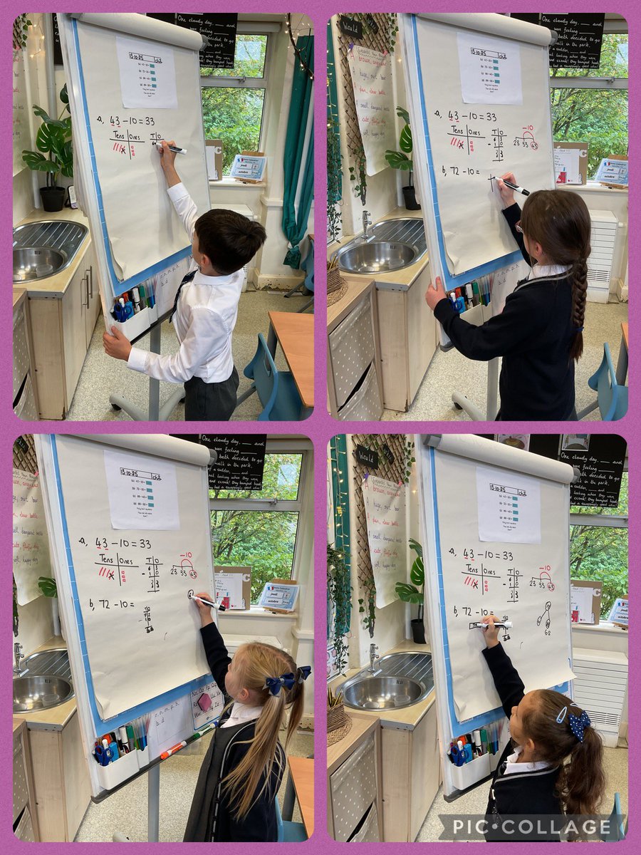 FPS_2_SuperDino's tweet photo. The children love coming up and being the ‘teacher’ to show and explain their chosen methods in our maths lessons. Ask them to teach you at home #fpswmaths https://t.co/qSHnJNo8dT