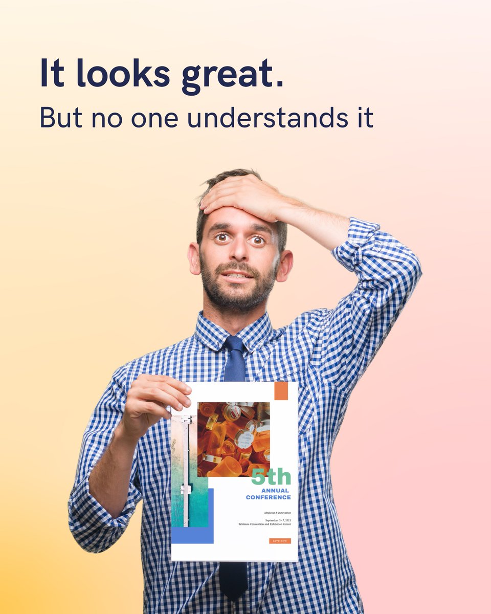 piktochart's tweet image. Design fails when it stops communicating.
Pretty ≠ effective.
Clarity always wins.