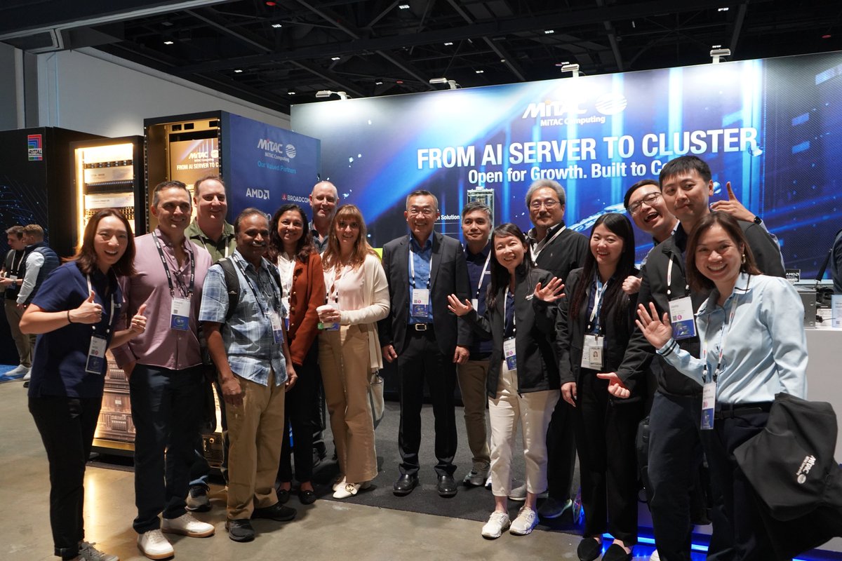 MiTACcomputing's tweet image. 🤝 Honored to welcome the @AMD team to our booth at #OCPGlobalSummit!
Our partnership drives scalable #AI infrastructure and sustainable, open computing innovation.
Grateful for #AMD’s continued trust and collaboration as we work toward greater milestones together.
#OCP