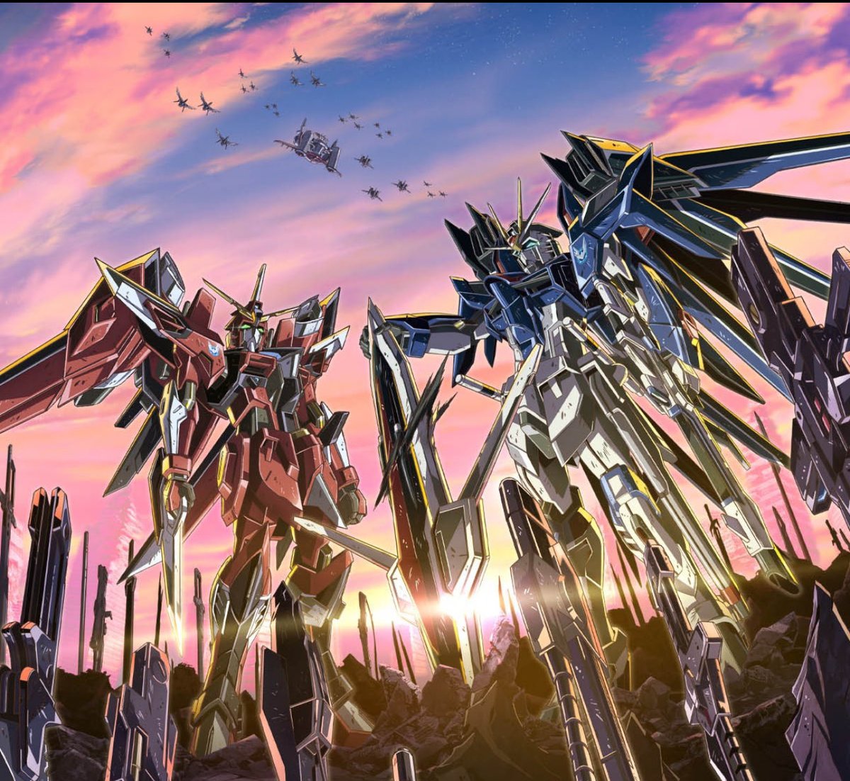 Mechagaikotsu's tweet photo. New MG kit teaser with the SEED freedom sky in the background!

Hoping for some new SEED MGs! https://t.co/5x8nIQly4Z