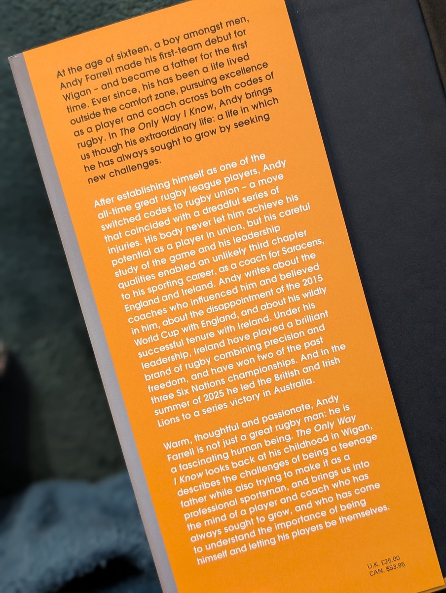 I love rugby (I couldn't find a more rugby-looking ball emoji) and have read so many rugby-related books so I am really excited to read what Farrell has to say.

🏉 The Only Way I Know by Andy Farrell <a href="/PenguinIEBooks/">Penguin Books Ireland</a>