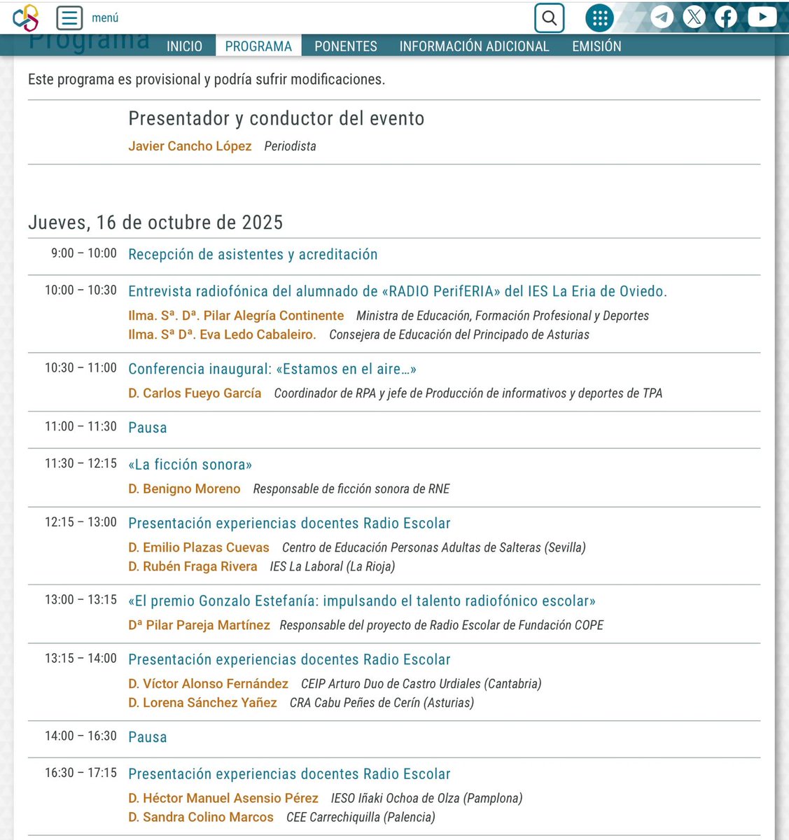 En el Congreso Nacional de Radio Escolar 2025 <a href="/educaINTEF/">Educación INTEF</a>: 

🎙 Entrevista a la Ministra <a href="/Pilar_Alegria/">Pilar Alegría</a> y a la consejera Eva Ledo <a href="/Educastur/">Consejería de Educación</a> por parte del alumnado. 

📻 Experiencia de radio en Ed. de Adultos

#formaciónCyL 
#radioescolar 
#innovaCyL
#CongresoRadioEscolar