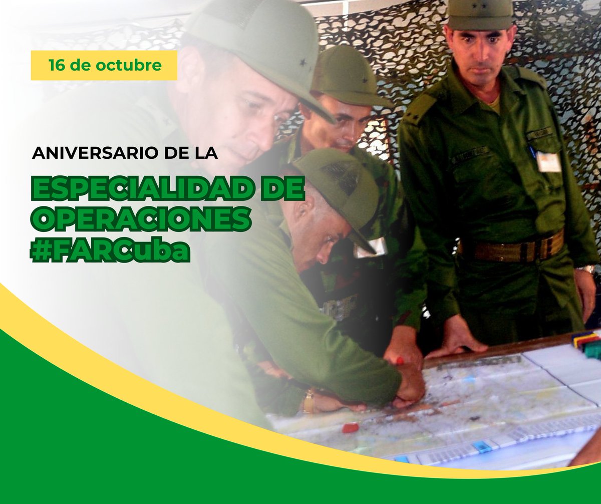 Desde la Jefatura y Sección Política del Ejército, felicitamos los oficiales de la especialidad de Operaciones de las #FARCuba en su aniversario, consagrados, arquitectos de nuestra disposición combativa. Su sacrificio y trabajo meticuloso son pilares de la defensa de la Patria.
