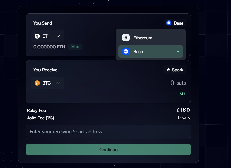 spark_china2025's tweet photo. SPARK每日热点

1⃣Spark跨链桥@Joltz_btc 今日开启测试，目前支持将ETH主网或BASE网络的ETH、USDT、USDC等资产跨入Spark网络转存为BTC
https://t.co/dw4NkJt43j
2⃣Spark项目方@lightspark 发布 #Sync25 峰会活动宣传片，感谢所有合作伙伴和建设者，很快会有更多Spark相关内容进行分享
https://t.co/aJMdyEuI6c
3⃣ @SatsTerminal 即将推出的关于Spark代币Swap互换完整图表功能
https://t.co/sNI0UIQSQp

💥💥💥
今日代币市值&交易量
🟠 $FSPKS 市值1.5M，交易量4.3K 
🟠 $UTXO  市值1.5M，交易量3.3K

今日NFT市值&交易量
🔶@AkitaMiabtc_市值4.93BTC，交易量0.01BTC
🔶@Legacy_spark市值1.45BTC，交易量0.004BTC
🔶@RigeliansSpark市值1.2BTC，交易量0.0019BTC
