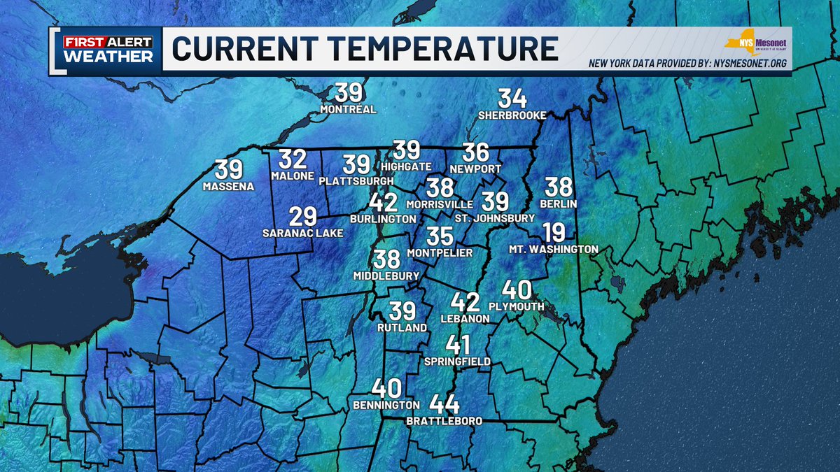 wcaxweather's tweet image. Grab a jacket as you head out the door this morning!
Our actual temperatures are mostly in the 30s and 40s across the region. But it's also quite breezy with some wind gusts up to 25 mph already. This is making it feel even cooler with wind chills in the 20s and 30s!
